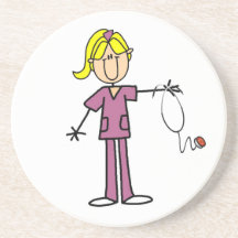 Blonde Female Stick Figure Nurse T-shirts Beverage Coaster