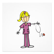 Blonde Female Stick Figure Nurse T-shirts invitations