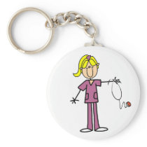 Blonde Female Stick Figure Nurse T-shirts keychains