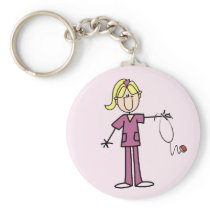 Blonde Female Stick Figure Nurse T-shirts keychains