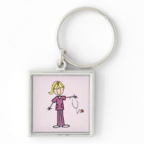 Blonde Female Stick Figure Nurse T-shirts keychains