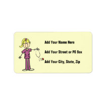 Blonde Female Stick Figure Nurse T-shirts labels