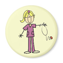 Blonde Female Stick Figure Nurse T-shirts magnets