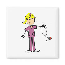 Blonde Female Stick Figure Nurse T-shirts magnets