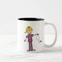Blonde Female Stick Figure Nurse T-shirts mugs