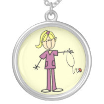 Blonde Female Stick Figure Nurse T-shirts necklaces
