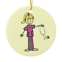 Blonde Female Stick Figure Nurse T-shirts ornaments