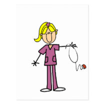 Blonde Female Stick Figure Nurse T-shirts postcards