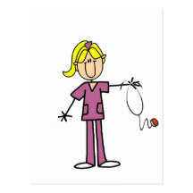 Blonde Female Stick Figure Nurse T-shirts Post Cards