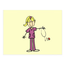 Blonde Female Stick Figure Nurse T-shirts postcards