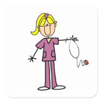 Blonde Female Stick Figure Nurse T-shirts stickers