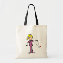 Blonde Female Stick Figure Nurse T-shirts Tote Bag