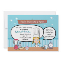 Blonde Girl Chef Themed Party Invitation