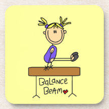 Blonde Girl Gymnast on Balance Beam Drink Coasters