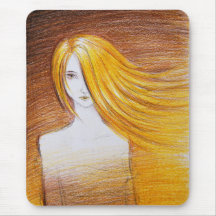 Blonde Girl in the Wind Mouse Pad
