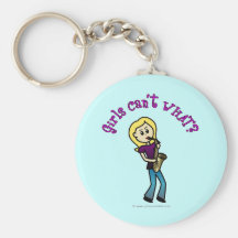 Blonde Girl Playing Saxophone Key Chain