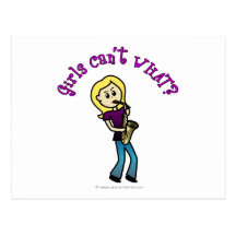 Blonde Girl Playing Saxophone Post Card