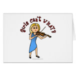 Blonde Girl Playing Violin Greeting Cards