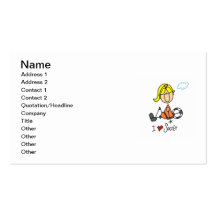 Blonde Girl Stick Figure I Love Soccer Gifts Business Card Template