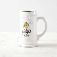 Blonde Girl Stick Figure I Love Soccer Gifts Mug