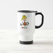 Blonde Girl Stick Figure I Love Soccer Gifts Mug