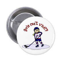 Blonde Girls Hockey Player Button