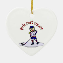 Blonde Girls Hockey Player Christmas Ornament