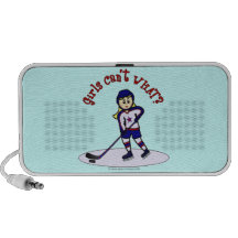 Blonde Girls Hockey Player iPod Speaker