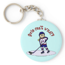 Blonde Girls Hockey Player Keychains
