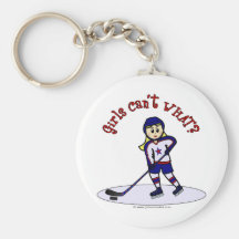 Blonde Girls Hockey Player Keychains