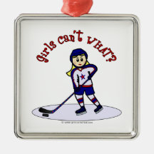 Blonde Girls Hockey Player Ornament