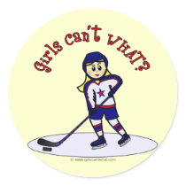 Blonde Girls Hockey Player Stickers