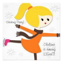 Blonde Haired Girl Skating Birthday Invitation