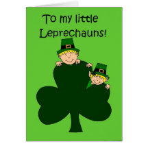 blonde kids with shamrock on green card