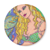 Blonde Mermaid Fish Art mug t-shirt apron card bag