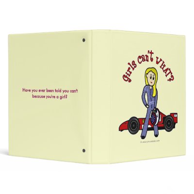 Blonde Race Car Driver Girl 3 Ring Binder by girlscantwhat
