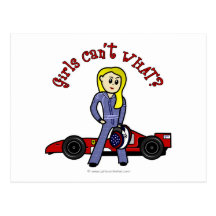 Blonde Race Car Driver Girl Post Card