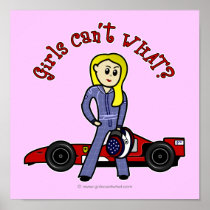 Blonde Race Car Driver Girl Print