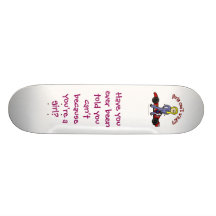 Blonde Race Car Driver Girl Skate Board