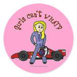Blonde Race Car Driver Girl Stickers