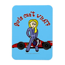 Blonde Race Car Driver Vinyl Magnet