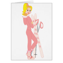 Blonde Skier Greeting Card