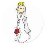 Blonde Stick Figure Bride Sticker