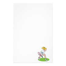 Blonde Tennis Girl Stationery Paper