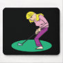 Blonde Woman Golfer Mousepads