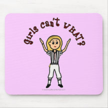 Blonde Womens Football Referee Mousepads
