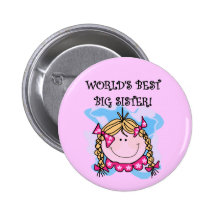Blonde World's Best Big Sister Tshirts and Gifts Pinback Buttons