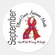 Blood Cancer Awareness Month Flower Ribbon 1 Round Stickers