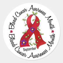 Blood Cancer Awareness Month Flower Ribbon 3 Round Stickers