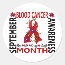 Blood Cancer Awareness Month Flower Ribbon 4 Round Stickers